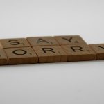 scrabble, scrabble pieces, lettering, letters, wood, scrabble tiles, white background, words, type, typography, design, layout, i am sorry, sorry, apologise, say sorry, regret, make up, break up, mistake, hardest word,